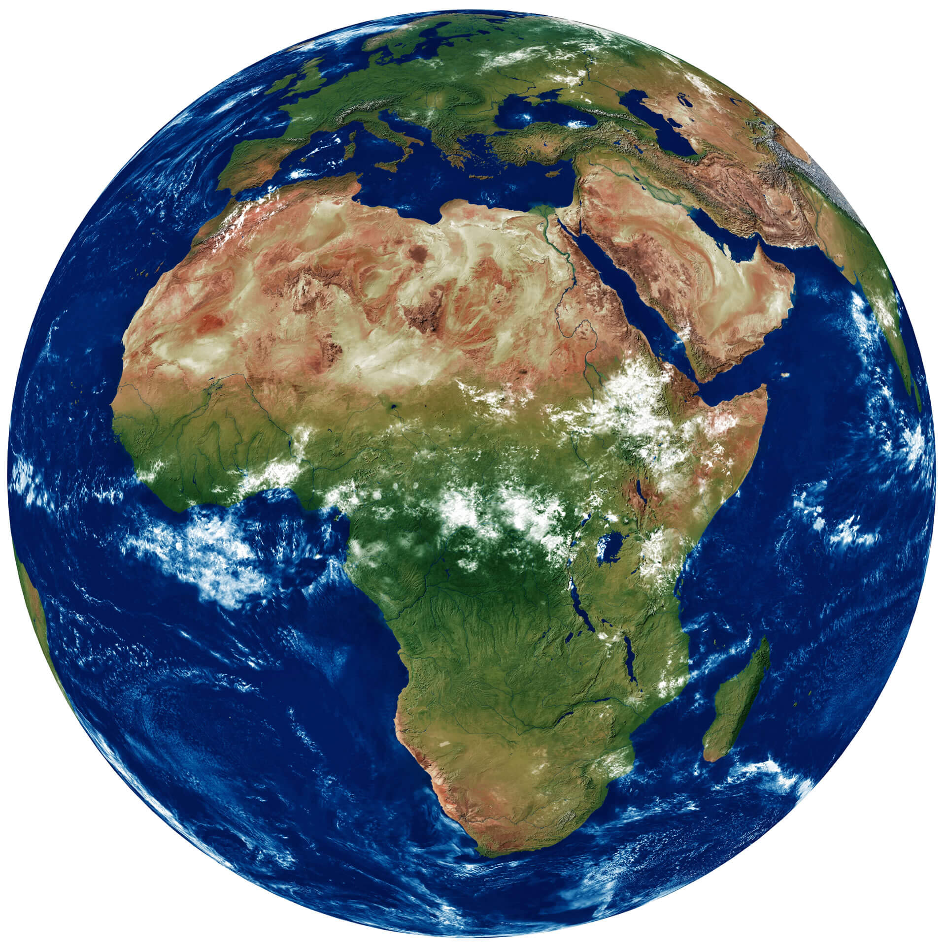 Carte satellite de l'Afrique et de la Terre